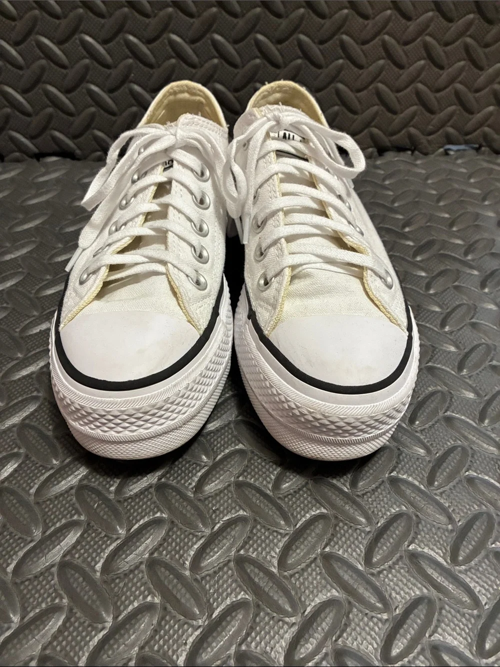 Converse Platform White Canvas Low-Top Sneakers with Black Trim